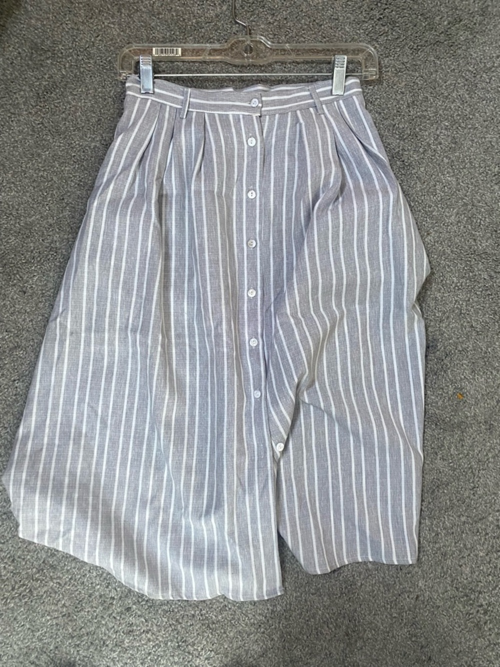 Everly Striped Button-Front Blue and White Striped Women’s Skirt S